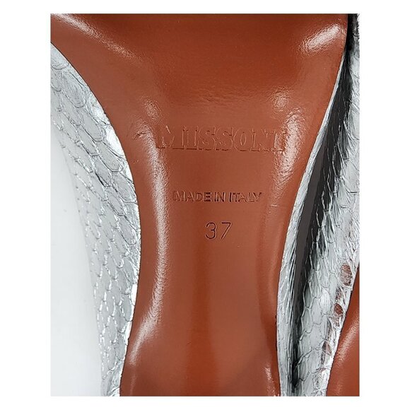 MISSONI MWOB Silver Snake Python Pointed Toe Leather Pumps Heels - Picture 12 of 12